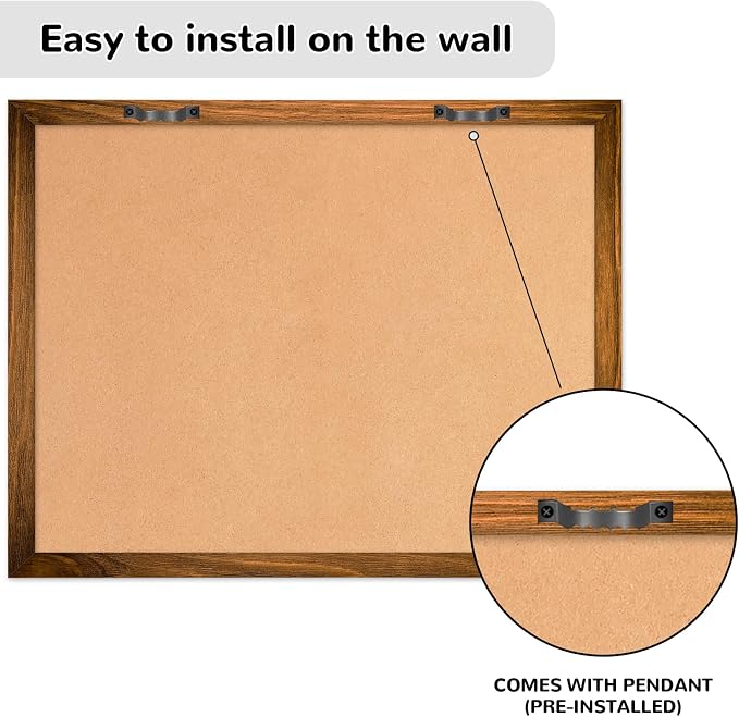 White Board Calendar Dry Erase Board for Wall, Magnetic WhiteBoard, 17"x13" | Hanging Board, Brown Wood Frame White Board and Cork Board Combo, Calendar Bulletin Board for Kitchen Planner Memo Office