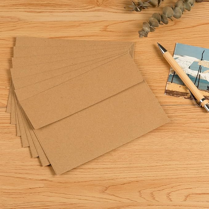 50 Pack 5 x 7 Envelopes Brown Self Seal for Wedding, Party Invitations, Greeting Cards, Announcements, Photos, 5.24 x 7.21 Inches (Brown)