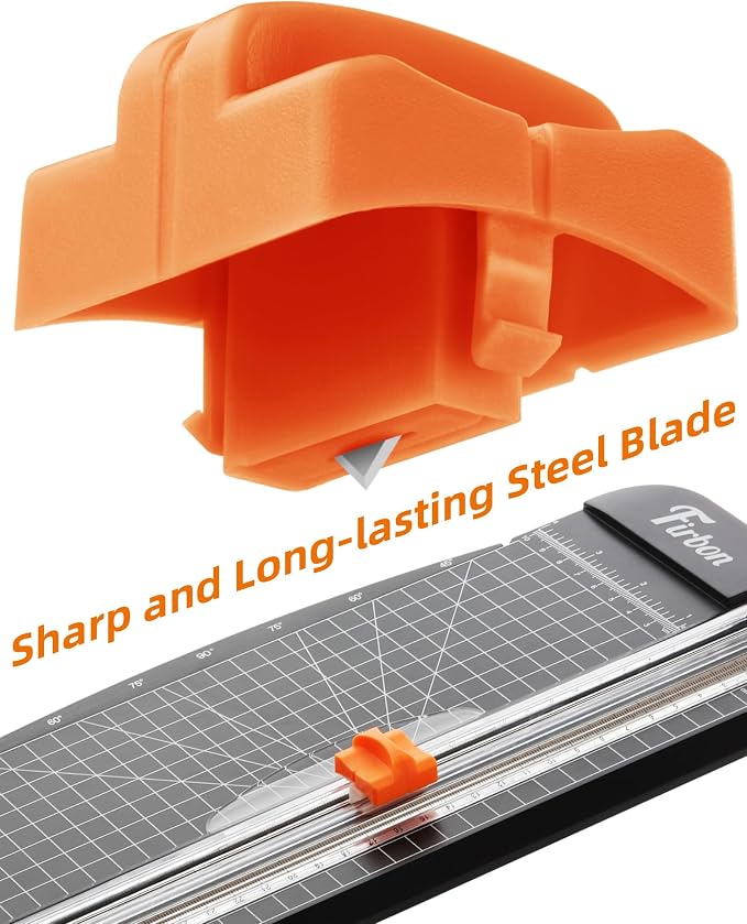 Firbon Paper Cutter Replacement Blades, Refill Blades for A4 A5 Trimmers | 2 Pieces Orange Blade Set | Spring-loaded Safety Design | Compatible for Paper Trimmer Slicer
