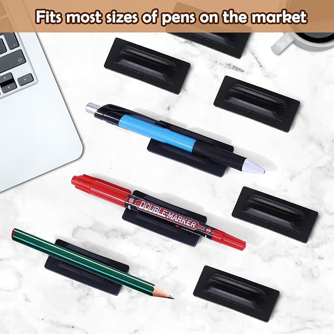 AIERSA Pencil Holder for Desk,20Pcs Pen Holders for Classroom Clipboard Attachment,Silicone Adhesive Pencil Holder for School Student Kids Desk Teacher Office Accessories