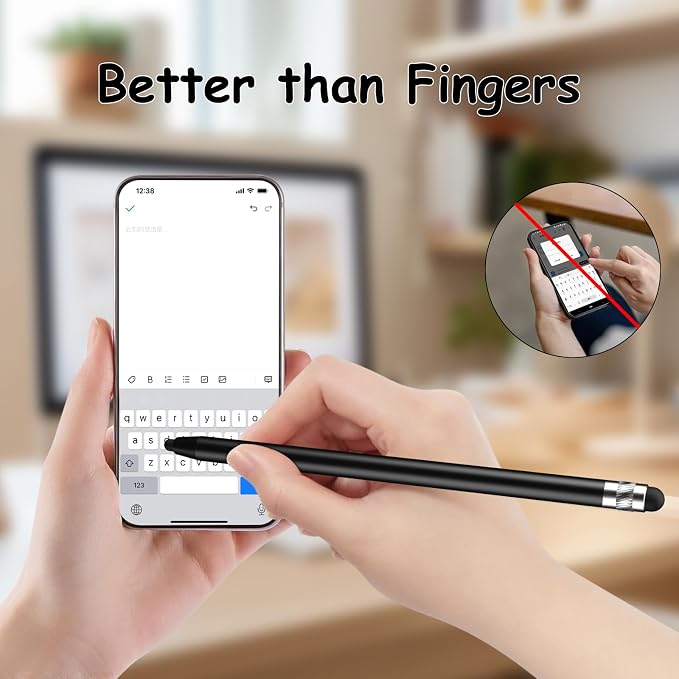 DIGIROOT 4 PCS Universal Stylus, 2-in-1 Stylus Pen for Touchscreen | Metal Barrel, High Sensitivity & Precision, Stylist Pens for All Touch Screens-iPad/iPhone/Samsung/Switch/Android