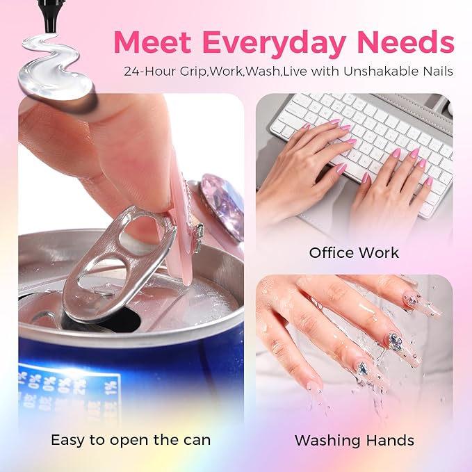 30ML Strong Nail Glue for Press On Nail Tips, Glue Gel for False Nails Fake Acrylic Nail, Upgraded Quick Drying, No Lamp Needed, Long Lasting