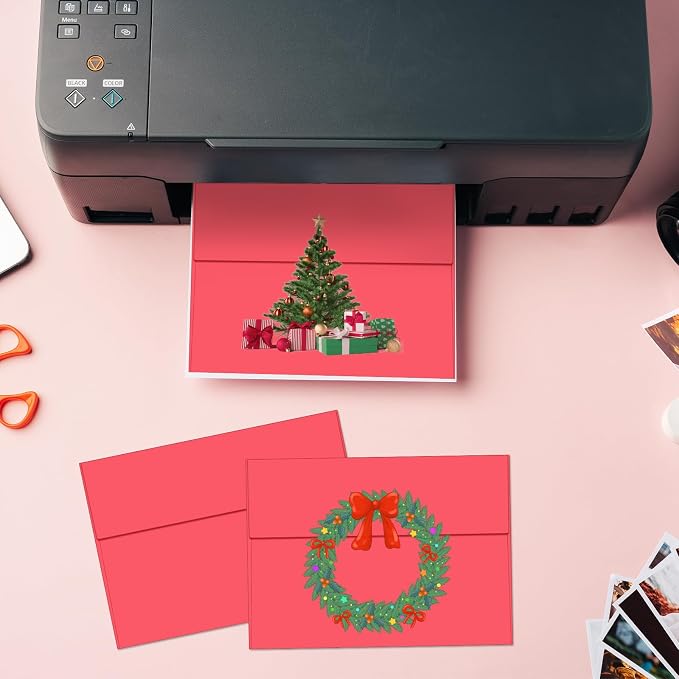 100 Packs Red 5x7 Envelopes, A7 Envelopes for Invitations | Self seal, Ideal for weddings/graduations/baby showers/ birthdays, 120g thick paper 5.28x7.13.