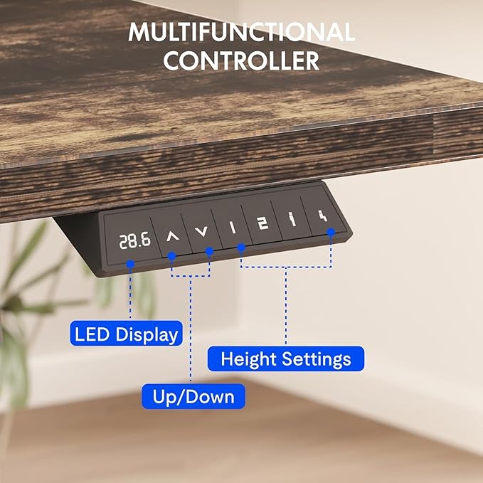 FLEXISPOT EN2 55''x28'' Standing Desk with Monitor Mount Bundle, 1" Thick One-Piece Desktop, Fully Adjustable Single Monitor Arm with Cable Management, Bundle for Office, Gaming & Study, Rustic Brown