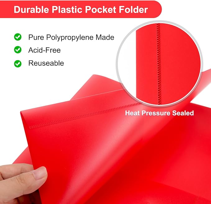 ViVin 60-Pack Plastic Folders with Pockets, 2-Pocket Letter Size, Assorted Color