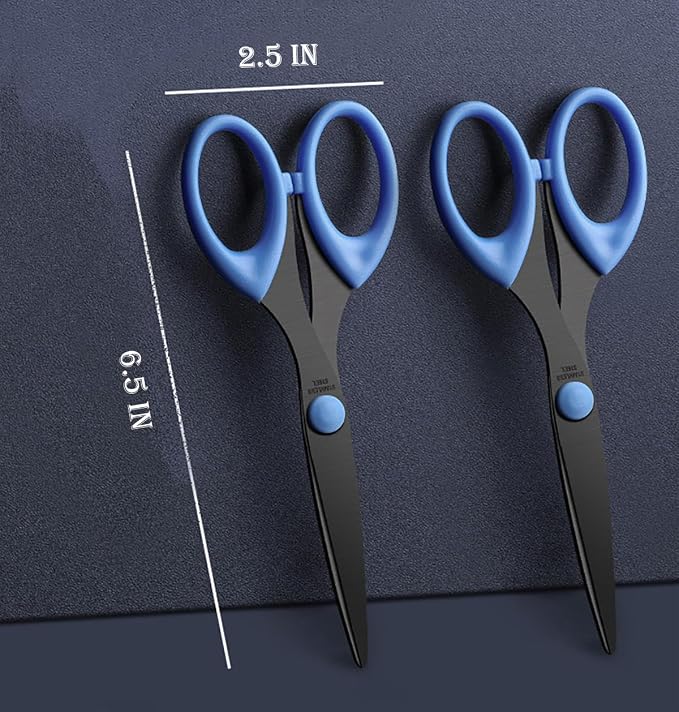 3 Pack 6.5 Inch Multi-Purpose Craft Scissors, Non-Stick(Purple) | Stainless Steel Blades With Comfort Soft Grip. Ideal For Craft & Art Works; Daily Use At Office, Home, School And Sewing.