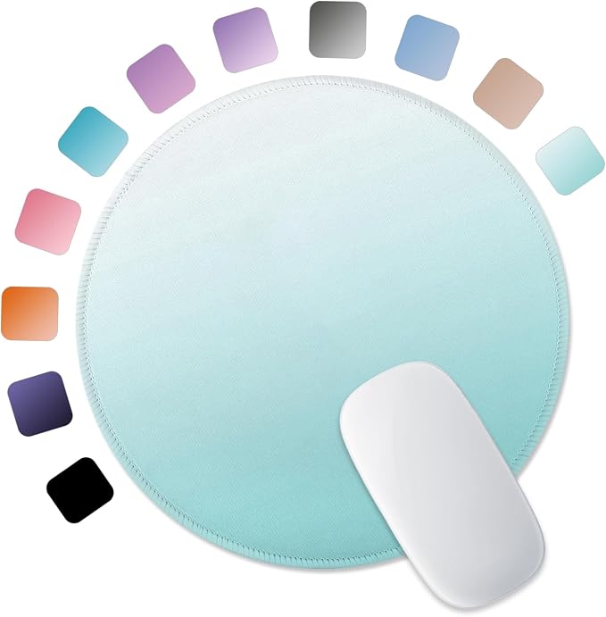 ITNRSIIET Mouse Pad Non-Slip Rubber Base Smooth Surface Stitched Edges Waterproof Durable Compatible with All Mice for Office & Gaming, Desk Accessory, Diameter 8.7 inch, Sky Gradient