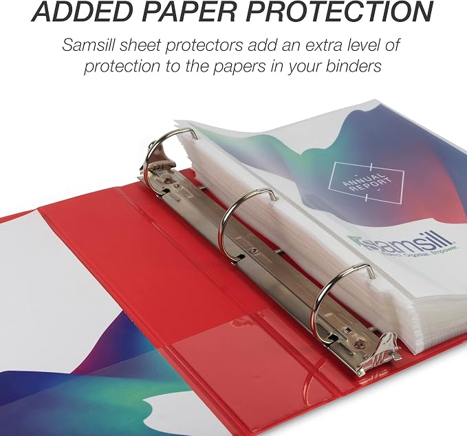 Samsill Durable 3 inch 3 Ring Binder, D Ring Binder, 100% Recycled Chipboard, Red