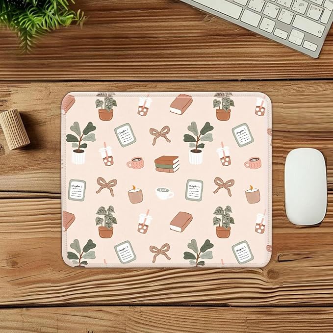 Mouse Pad for Desk with Stitched Edge, Premium Cute Washable Mouse Pads. Computer Mousepad with Non-Slip Rubber Base, Mousepads for Laptop, 9.25x7.75x0.12 inch (Calm Oasis)