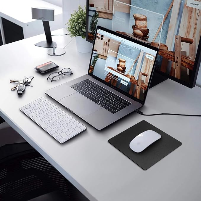 Mouse Pad 8.0×7.5×0.12 inches Premium-Textured Non-Slip Rubber Base Mouse Mat Mousepad for Office & Home, Black (2 Pack)