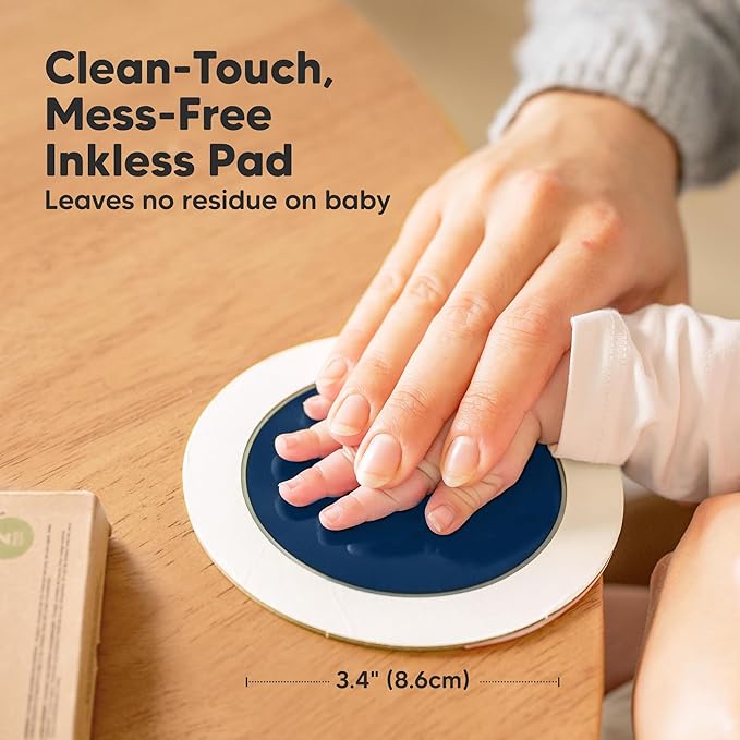 2-Pack Round Inkless Baby Hand and Footprint Kit - Mess Free Ink Pad for Newborn Keepsake, Dog Nose & Paw Print Kit, Clean Touch Ink Pad for Baby Hand & Footprints, Ideal New Mom Gifts (Navy)