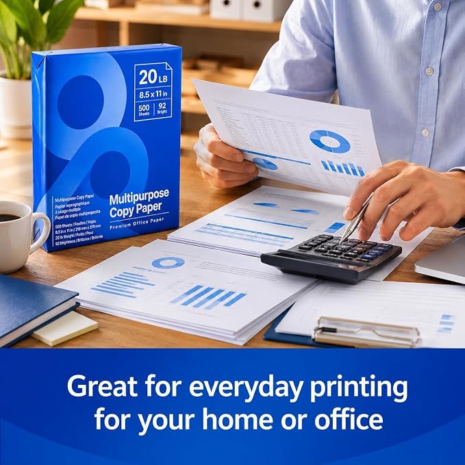Multipurpose Copy Printer Paper, 20 lb, 8.5 x 11 Inches, 2 Reams (1,000 Sheets), 92 Bright White WD Bundle H888-8 (Packaging May Vary)
