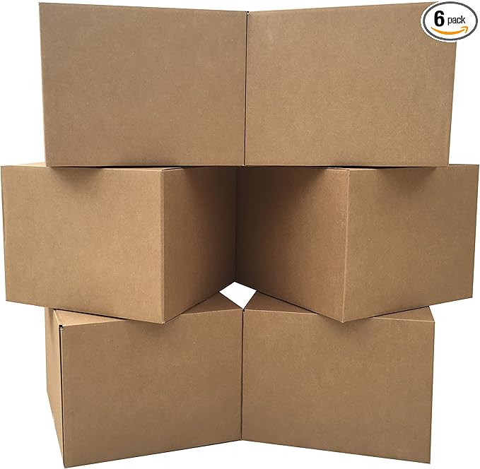 Large Moving Boxes 20'' x 20'' x 15'' (Pack of 6), Corrugated Cardboard Boxes for Packing, Shipping & Moving