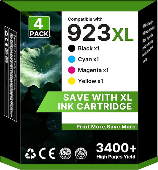 923XL 923 8130e Ink Cartridges Combo Pack for HP 923XL 923e Replacement | 923 Ink Cartridges for HP Printers OfficeJet Pro 8130e 8135e 8138e 8139e 9130 8122e 8120 8124e 8125e 8132e, B/C/M/Y with Chip