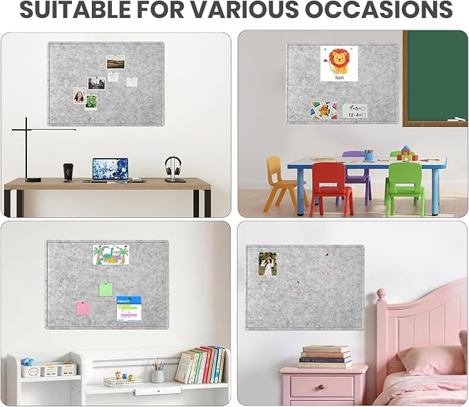 Large Bulletin Board 72" x 48" Felt Cork Board,Decor Pin Board, Silver Gray | Cork Board Alternative for Wall, Foldable Self-Adhesive Vision Board Prayer Board with Pushpins for Home Office Classroom