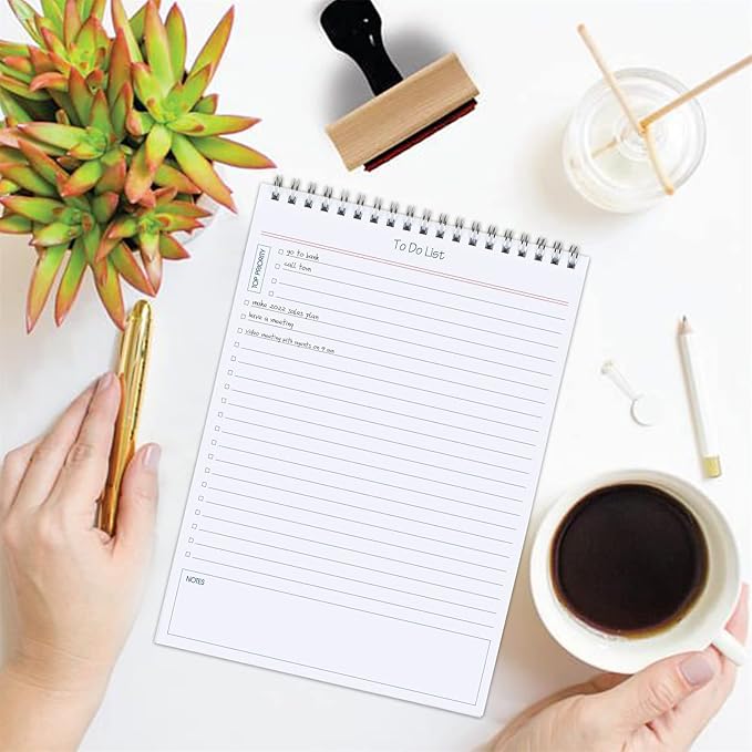 To Do List Notepad Minimalist - Daily Planner Notepad 60 Sheets Tear Off, 5.5" x 8.3" Checklist Productivity Note Pad for Work and Personal Organized