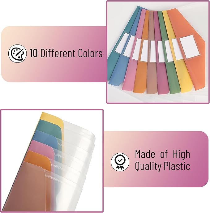 Mr. Pen- Clear Plastic Envelopes, 20 Pack, A4, Letter Size, Colorful, Clear Folders for Documents Plastic Envelopes for Documents