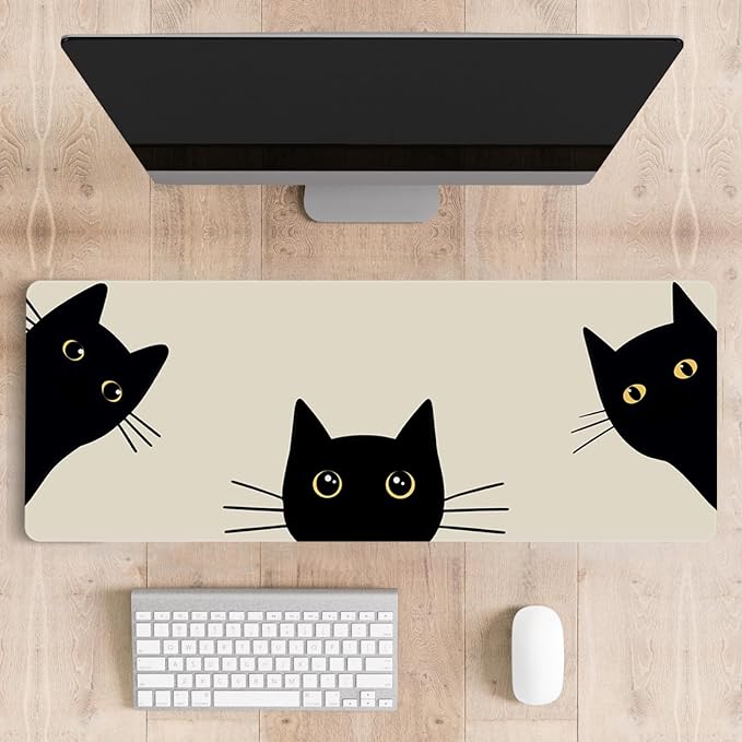 Mousepad Desk Mat Gaming Large Keyboard Cute Office Desktop Computer Laptop Cat XXL Long Giant Big Kawaii Aesthetic Girly Pretty Design Women Girl Gamer Oversized Wide 30x12'' Mousepad