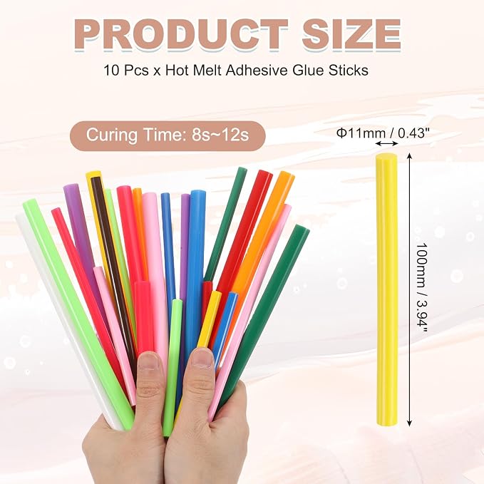 PATIKIL Hot Glue Sticks for Glue Gun, 10 Pcs Colored Hot Melt Adhesive Glue Sticks Bulk for DIY Projects Craft Art Decoration Home Repairs, Light Yellow (3.9" x 0.43")