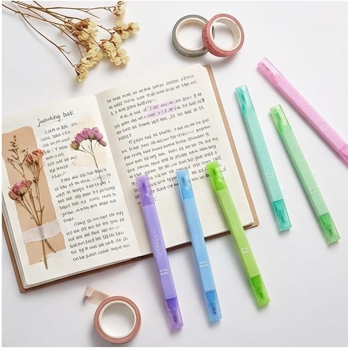 6Pcs Aesthetic Cute Highlighters with Soft Chisel Tip,Bible Highlighters No Bleed, Quick Dry Highlighter Markers