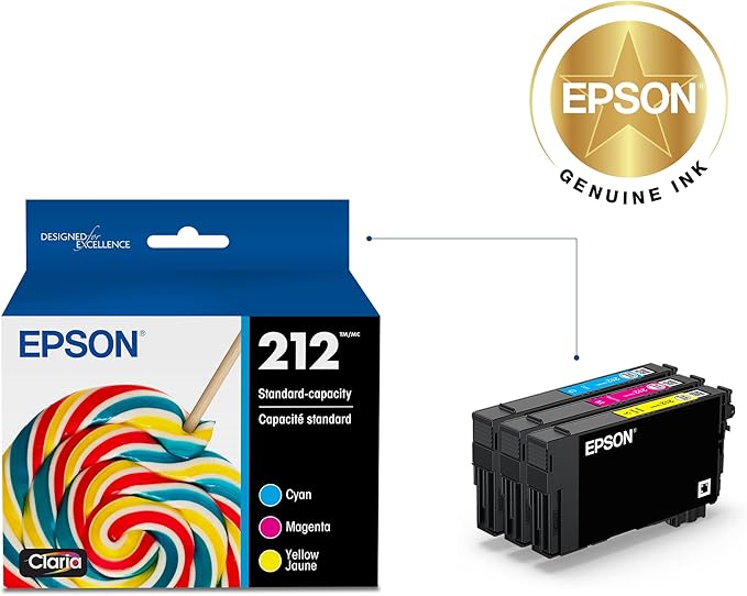 EPSON 212 Claria Ink Standard Capacity Color Combo Pack (T212520-S) Works with WorkForce WF-2830, 2850 and Expression XP-4100, 4105