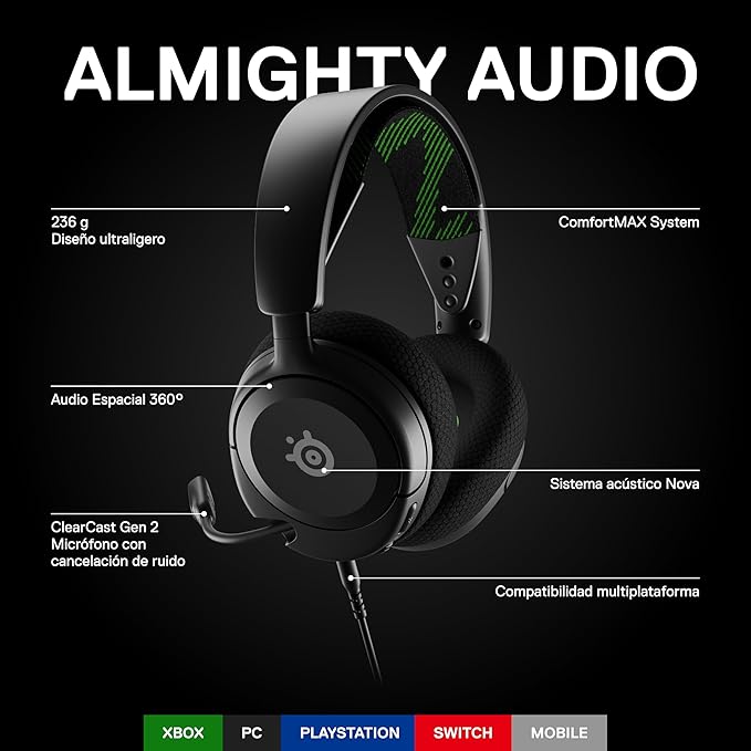 SteelSeries Arctis Nova 1X Gaming Headset - Signature Arctis Sound - ClearCast Gen 2 Mic - Xbox Series X|S, PC, PlayStation, Switch, and Mobile