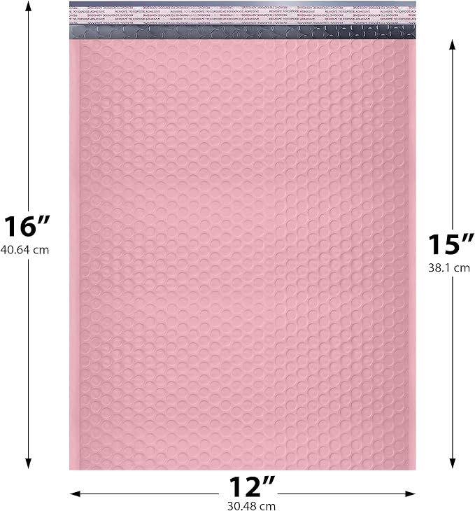Light Pink Bubble Mailers 12x15, Self Seal Poly Padded Envelopes, 100 Pack | Holds Clothing & Bulk Items, No Tape Needed, Cushioned Protection, Water-Resistant Poly, Bulk Pack for Small Business