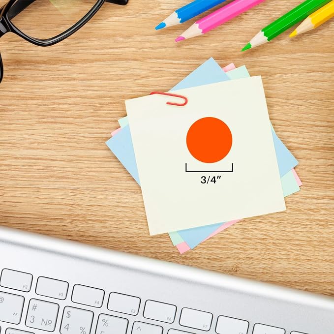 Fluorescent Red-Orange Dot Stickers, 3/4 Inch, 1008/Pack | Matte Paper Circle Labels for Offices, Retail, Classrooms, and Warehouses. Made in USA
