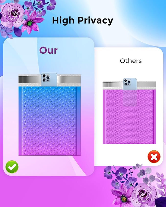 Metronic 600 Pack Bubble Mailers 6x10 Inch BluePurple Usable Size 6x9" Pretty Bubble Mailer Waterproof Padded Envelopes for Gift Packaging, Mailing, Shipping, Small Items Bulk