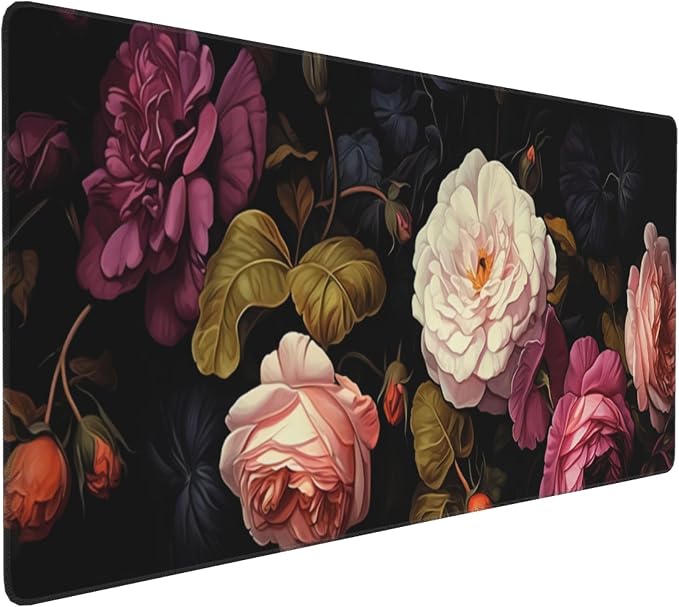 35.4 x 15.7 in, Waterproof XXL Large Mouse Pad for Desk, Extended Keyboard Mouse Mat for Computer Office, Big Laptop Mouse pad, Gaming Pc-Vintage Roses