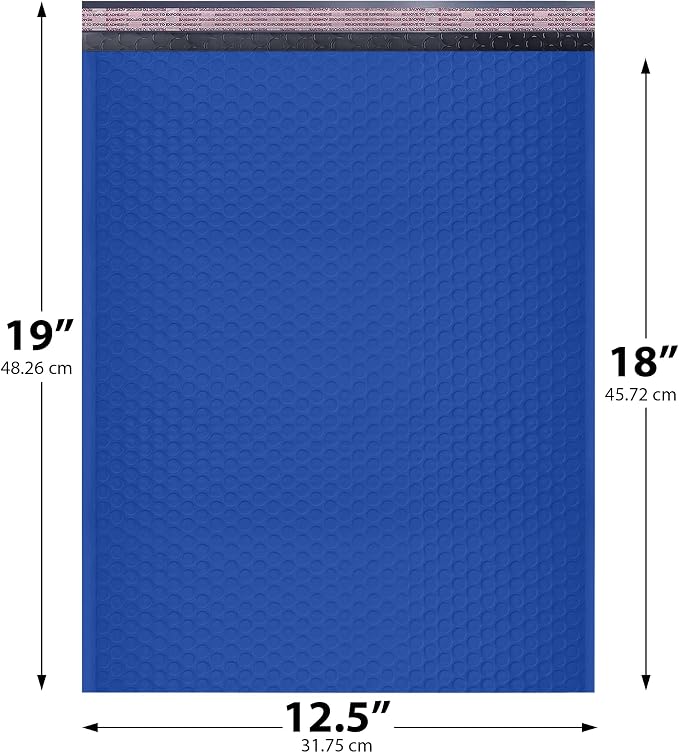 Royal Blue Bubble Mailers 12.5x19.5 Poly Padded Envelopes #6 100 Pack | Holds Clothing & Bulk Items, Self-Seal Closure, Cushioned Protection, Water-Resistant Poly, Bulk Pack