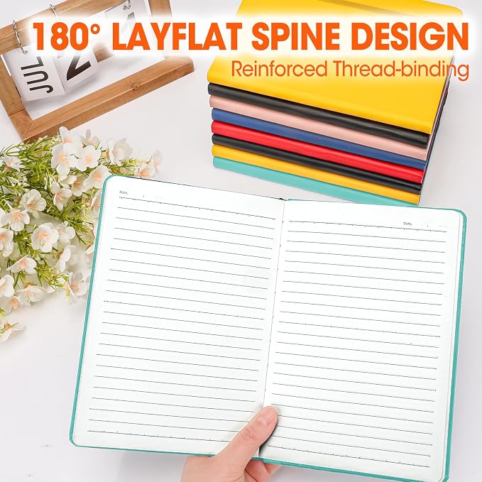 12 Pack Lined Journal Notebook for Work, 200 Pages, Medium 5.5 in x 8.3 in, 6 Colors A5 College Ruled, Hardcover Journaling Notebooks for Writing, Note Taking