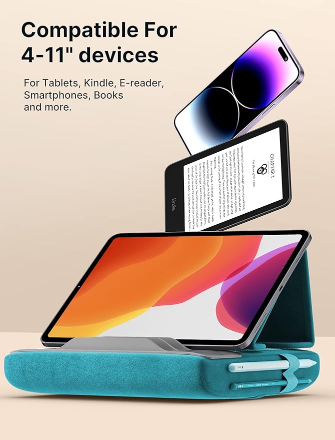 JSAUX Tablet Pillow Stand, Tablet Stand Holder Dock for Lap, Bed and Desk Compatible with iPad Pro 11 10.5 9.7 10.2 Air Mini, Kindle, Tablets, Phones, E-Reader, Books and More 4-10.9'' Devices Green