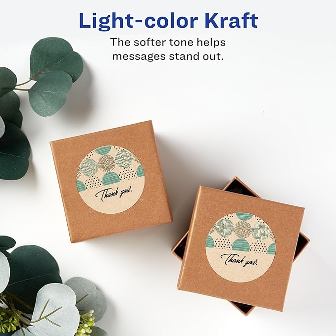 Avery Kraft Brown Round Labels with Sure Feed Technology, 2.5" Diameter, Print to the Edge, Laser/Inkjet Printable Labels, 225 Total (22808)