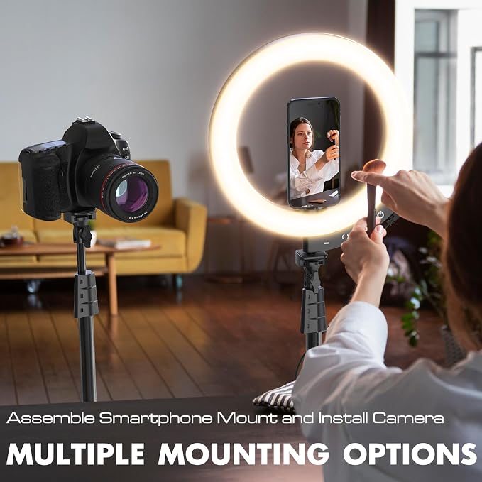 UBeesize 12'' LED Ring Light with 62'' Tripod Stand and Magnetic Phone Holder, Selfie Ring Light for Video Recording, Live Streaming, Compatible with iPhone & Android (Black)