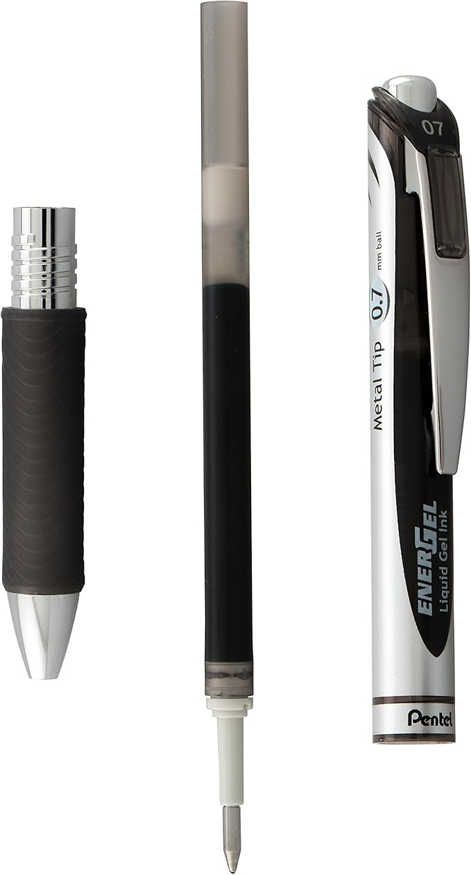 Pentel EnerGel RTX Retractable Liquid Gel Pen, Medium Line, Metal Tip, Assorted Ink 4-Pk (BL77BP4M)
