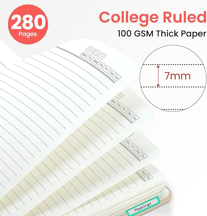 ZOTIA Large Spiral Notebook for Work, 8.5" x 11" Journal for Women, Cute 5 Subject Notebook with Removable Dividers & Tabs, College Ruled Lined Journal for Office and School, 280 Pages, Landscape