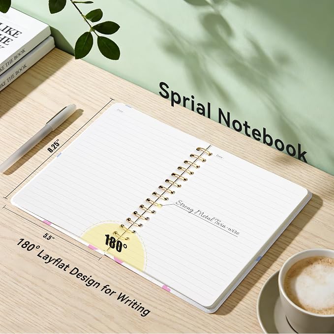 Lined Spiral Journal Notebook for Work A5, 160 Pages, Heart | College Ruled Spiral Journal for Women, Hardcover with Elegant Design for Note-Taking, 5.5 * 8.25 inch