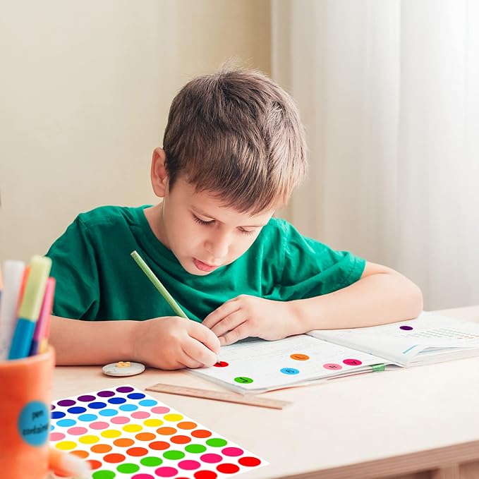 3500 Pieces Dot Stickers, 3/4 inch Color Coding Labels, 10 Color Circle Price Stickers for Office Classroom Student
