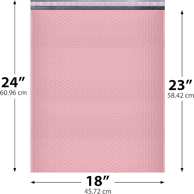 Light Pink Poly Bubble Mailers 18x24 Inch #9 | Self Seal Large Padded Envelopes | Air Cushioned Bubble Mailer | Usable Size 18x23 Inch | Waterproof Lightweight Mailing Shipping Bags | 50 Pack