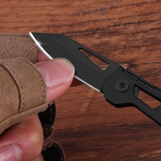 FLISSA Mini Pocket Knife, Small Folding Knife Little Box Cutter with 1.81-Inch Sharp Blade, Bottle Opener, Cool EDC Tool for Women Men