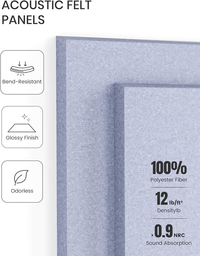 Fluxynara Felt Bulletin Board & Cork Board Alternative, Soft Periwinkle | 48" x 36" Pin board, Removable Adhesive Tabs, Easy Install Without Wall Damage, For Home Office Decor