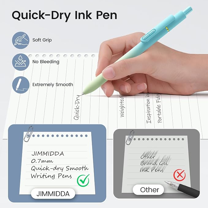 16 Pack Gel Pens, Black Ink Quick-Drying No Smudge with Fidget | 0.7mm Fine Point, Smooth Writing, Long-Lasting Ink, Stress Relief Pens for Journaling, School Office, Gift for Women Men