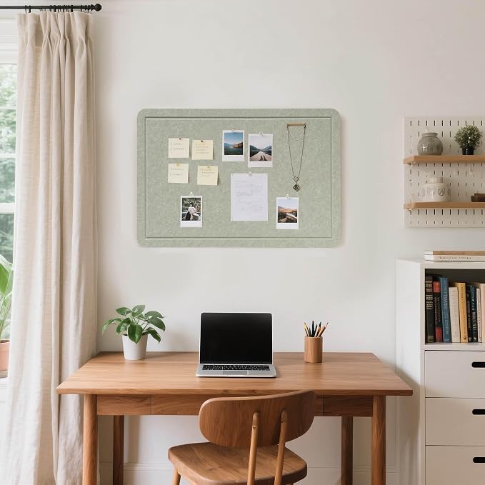 Felt Bulletin Board 36x24 inches, Decorative Pin Board for Home & Office | Cork Board Alternative for Wall with Push Pins, Display Mood Board for Photos, Notes & Reminders