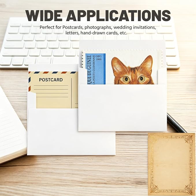 200 Packs White 4x6 Envelopes for Invitations, A4 Envelopes for Greeting Cards, Printable, Self Seal for Weddings, Graduation, Birthday, Photos, Postcards