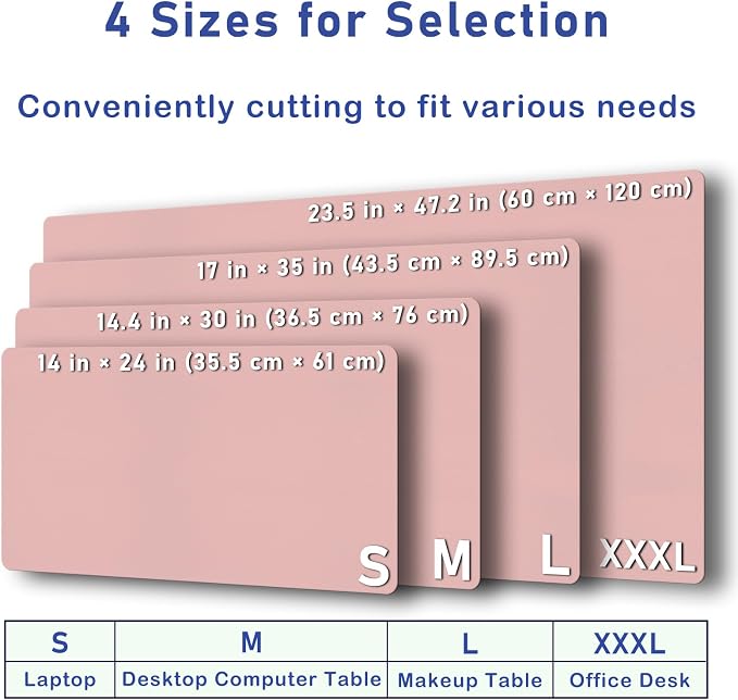 Boutilon Leather Desk Pad Protector,Non-Slip Mouse Pad,Laptop Desk Pad,Office Mouse Mat,Waterproof Leather Desk Blotter,Desk Writing Pad for Office and Home (XXXL-Pink,47"x 24")