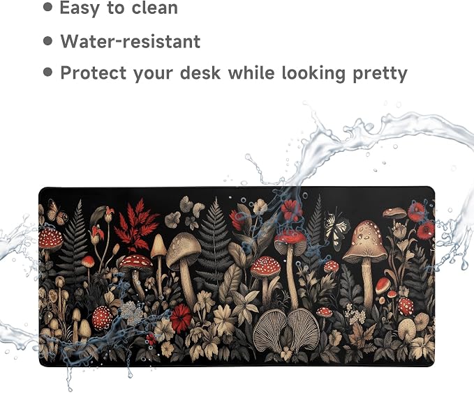 Desk Mat Mouse Pad Gaming Desk Pad XL Large Mouse Mat Office Decor Accessories (Mushroom Ferns)