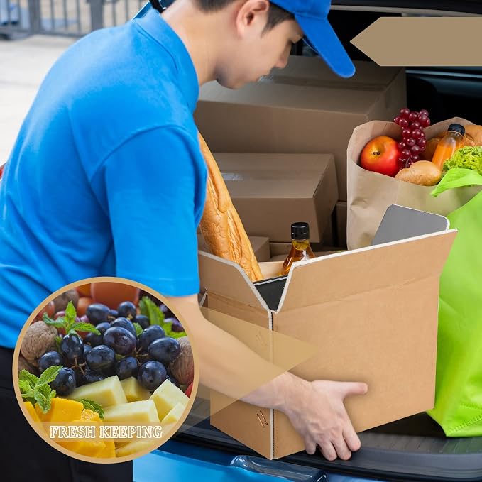 Insulated Shipping Box Cold Double Insulated Carton with Foil Foam Cooler Boxes Delivery Moving Kits Foam Shipping Containers for Mailing Packing, Box Inside 8.7'' x 4.5''x 6.1''(10 Pcs)