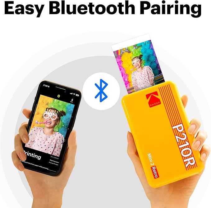 KODAK Mini 2 Retro 2x3 Portable Photo Printer, 38 Sheets, Bluetooth Smartphone Printer for iPhone & Android, Instant Color Prints, 4PASS Dye Sublimation, Yellow