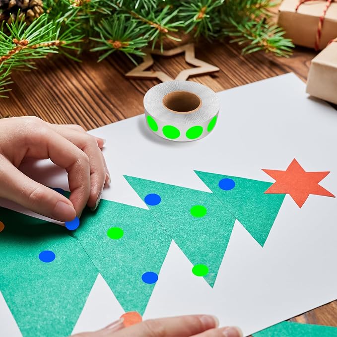 PARLAIM 1/2" Round Color-Code Dot Stickers,Adhesive 2000 Stickers Rolls dots Label Dispenser Box Green Circle Stickers Labels(Fluorescent Green+Blue)